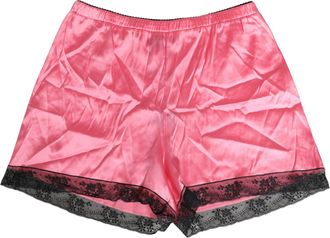 Dolce & Gabbana Pink Silk Satin Lace Trim Pajama Shorts Womens Sleepwear