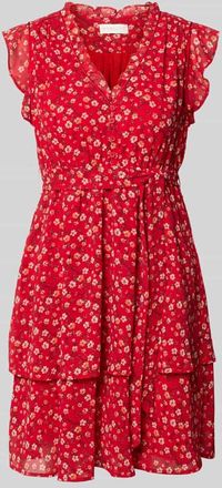 Apricot Minikleid mit floralem Allover-Print in Hellrot, Gr&ouml;&szlig;e XXL