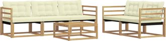 vidaXL Conjunto De Sof&aacute;s De Exterior 6 Uds. Blanco Y Crema Vidaxl