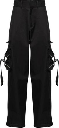 Off-white Straight Trousers, female, Black, M, Black Cargo Trousers with Straight Leg