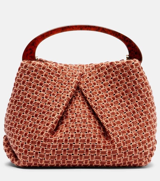 Woven raffia-effect top-handle bag