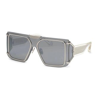 Philipp Plein Philipp Plein Sunglasses Square Rimless, Shiny Dark Grey Frame And Grey Lens Spp096M0I86