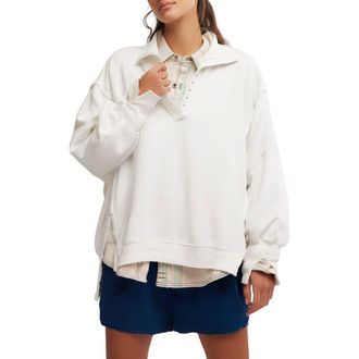 Free People Camden Oversize Henley in Optic White at Nordstrom Rack, Size X-Large