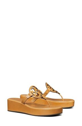 Tory Burch Miller Platform Wedge Thong Sandal in Walnut at Nordstrom, Size 10.5