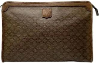 Celine Pre-owned Clutches, female, Brown, Size: ONE SIZE Pre-owned Triomphe Monogram Leather Clutch
