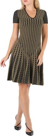Roberto Cavalli Ladies Metallic Jacquard V-neck Dress, Brand Size 38 ( US Size 4 )