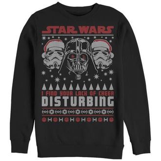 Star Wars Mens Star Wars Ugly Christmas Lack of Cheer Disturbing Sweatshirt in Black at Nordstrom, Size Xxx-Large