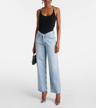 A Gold E Womens V Waist Baggy High Rise Jeans In Prevail