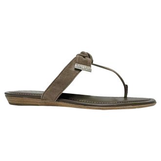 Tod's TodS Pre-owned Womens Bow Accent Thong Slide Sandals in Brown Suede - Size EU 37