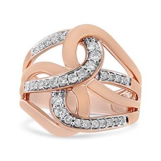 House of Brilliance 10K Gold 1/2 Ctw Diamond Intertwined Multi-Loop Cocktail Ring in Rose Gold at Nordstrom, Size 6