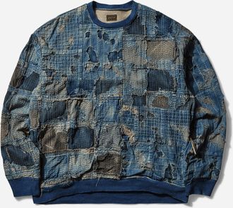 KAPITAL Men s Boro x IDG 2Tones Big Sweatshirt Indigo