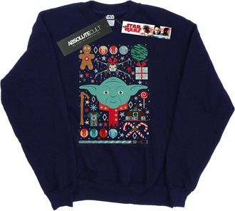 Star Wars Heren Yoda Kerst Sweatshirt (Marineblauw)