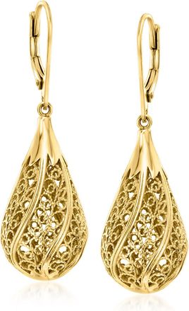 Ross-Simons 18kt Gold Over Sterling Filigree Teardrop Earrings