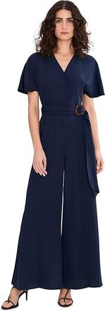 Vince Camuto Plunge V-Neck Maxi Jumpsuit Womens Dress Classic Navy : XL, Polyester/Spandex