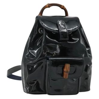 Gucci Pre-owned Vintage Rugzak - Dames - Pre-owned - Blauw - Maat: ONE Size Leer