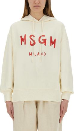 Msgm Sweatshirt With Brushed Logo-Donna