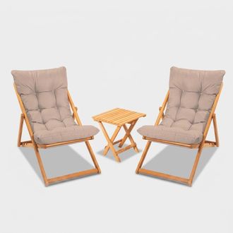 Hanah Home Set De Mesa Plegable Y 2 Sillas De Jard&iacute;n En Madera Nerda - Marr&oacute;n