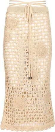 The Attico Rokken, Dames, Beige, S, Katoen, Katoenen Midi Rok