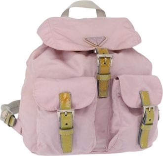 Prada Double Front Pocket Backpack Tessuto Pink Nylon Backpack Bag (Pre-Owned)