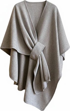 Generic Fleece Drape Shawl, Elegant Solid Color Soft Warm Pashmina Open Front Poncho Shawl Wraps Cardigan Sweater for Women (Light Gray)