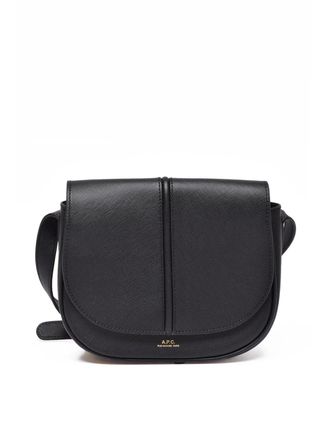A.P.C. Black Textured Leather Clip Closure Shoulder Bag