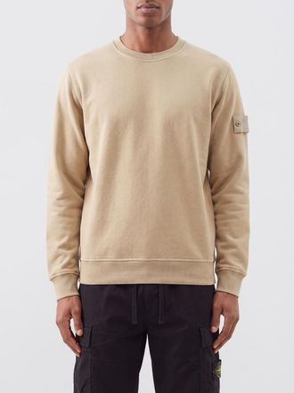 Stone Island Felpa girocollo in jersey di cotone con patch logo Compass