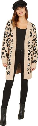 Yumi Animal Intarsia Knit Long Cardigan in Beige at Nordstrom, Size Small