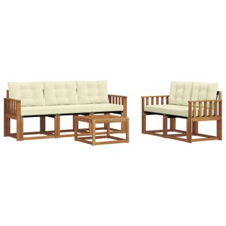 vidaXL Conjunto De Sof&aacute;s De Exterior Con Coj&iacute;n 6 Pcs Natural Y Crema Vidaxl
