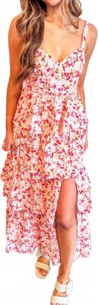 Astr Midsummer Eyelet Tiered Maxi Dress In Pink