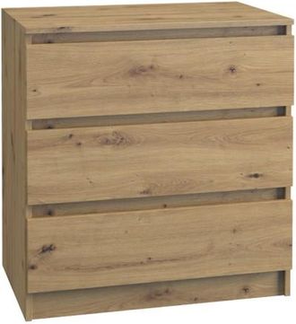 Topeshop Aster T3 - C&oacute;moda Para Dormitorio, Despacho O Sal&oacute;n - 70x40x77 - 3 Cajones - Mueble De Almacenamiento Moderno - Estilo Escandinavo - Tocador