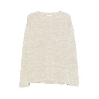 Roberto Collina Round-neck Knitwear, male, Beige, Size: XL Linfa Sweater