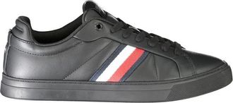 Tommy Hilfiger Zwarte Leren Heren Sneakers - Heren - Sneakers - Zwart - 40 EU - Leer - Schoenen