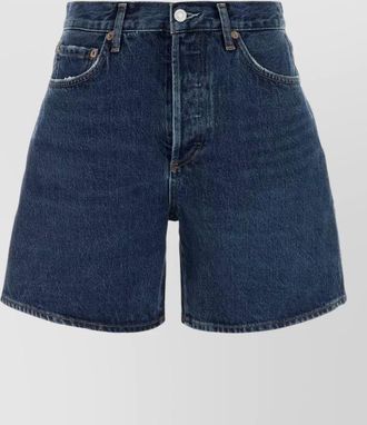 A Gold E denim high-rise wide-leg knee-length shorts
