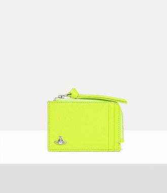 Vivienne Westwood Card Holder With Zip Faux Leather Fluro-green One Size Unisex