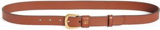 Valentino Garavani VLOGO Signature Leather Belt in Deep Caramel at Nordstrom, Size 100