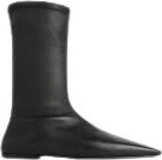 Toteme The Sock Leather Ankle Boot - Dames - Enkellaarsjes - Zwart - 36 EU - Leer - Schoenen