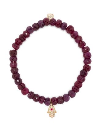 Sydney Evan Bracciale Hamsa in oro giallo 14kt con rubini - Viola