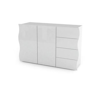 Dmora Aparador efecto madera blanco brillo 124x40h81 cm