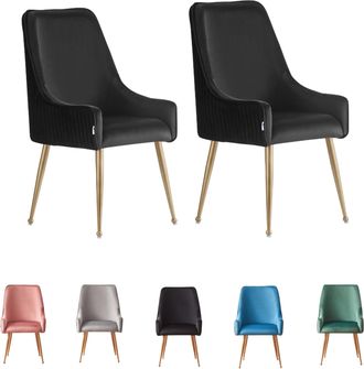 Life Interiors Life Interiors - Juego De 2 Sillas De Comedor De Terciopelo Soho Lux Con Patas De Metal - Silla De Comedor Silla De Comedor Moderna - Silla Tapizada -