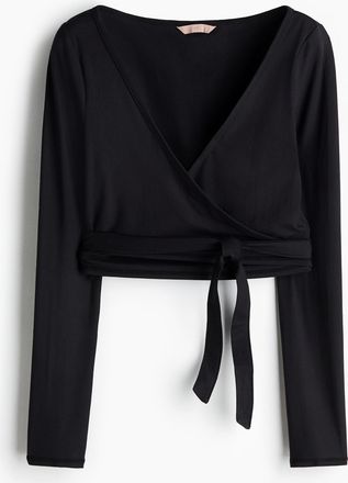 H&M Wickelshirt aus angerautem Jersey - Schwarz