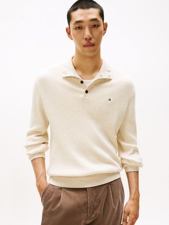 Tommy Hilfiger Troyer TOMMY HILFIGER PIMA CASH STRUCTURE MOCK, Herren, Gr. 3XL, rot (heatherot oatmilk), Strick, Obermaterial: 95% Baumwolle, 5% Kaschmir, normal, Ri