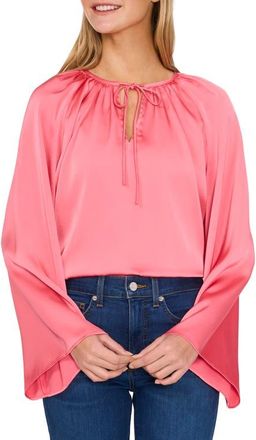 CeCe by Cynthia Steffe Satin Peasant Top in Confetti Pink at Nordstrom, Size X-Small