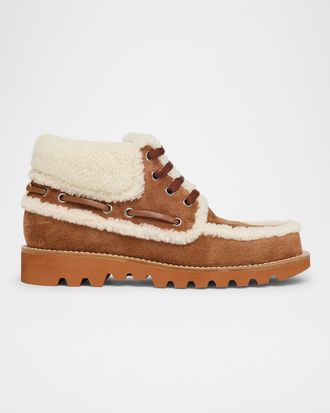 Valentino Garavani Palm Avenue Desert Goat Shearling Booties