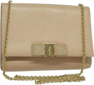 Ferragamo Pre-owned Cross Body Bags, female, Beige, Size: ONE SIZE Pre-owned Leather Cross Body Bag