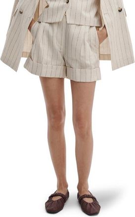Rag & Bone Neila Pleated Stripe Shorts in White Stripe at Nordstrom, Size 14