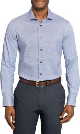 W.R.K Reworked Slim Fit Purple Medallion Print Cotton Dress Shirt in White/Purple at Nordstrom, Size 17.5 - R