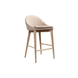 Miliboo Miliboo - Taburete De Bar Dise&ntilde;o Madera Y Polyester Beige Dalia