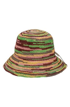 San Diego Hat Company Irish Crochet Raffia Packable Bucket Hat in Brights at Nordstrom