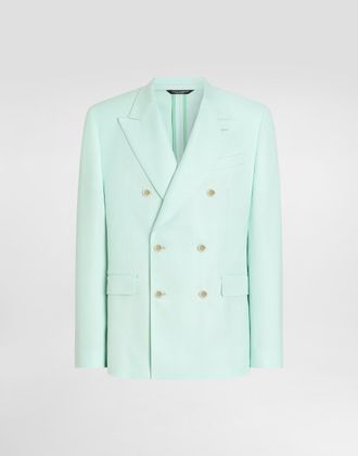 Dolce & Gabbana Sicilia Light Double-breasted Viscose Jacket - Man Suits And Blazers Azure 46