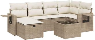 vidaXL Vidaxl - Set Sof&aacute;s De Jard&iacute;n 7 Piezas Y Cojines Rat&aacute;n Sint&eacute;tico Beige